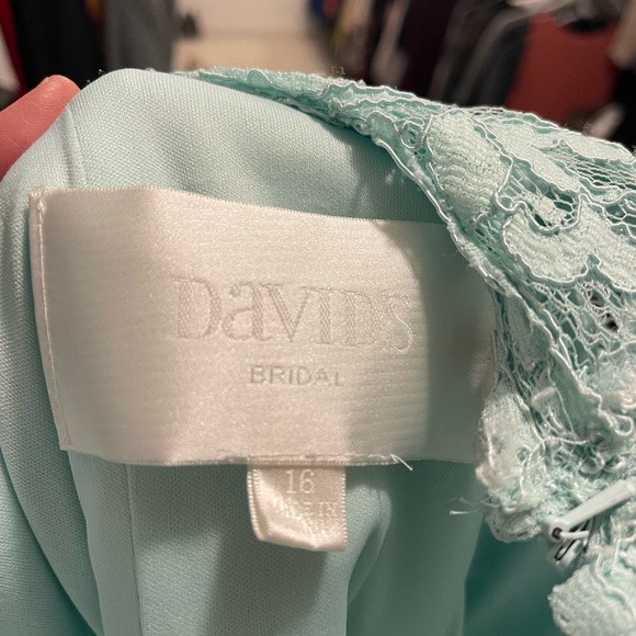David’s Bridal one shoulder Mint lace and mesh dress Size 16 - Picture 7 of 7